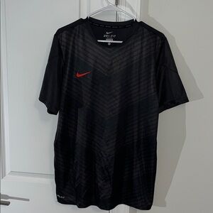 Retro Black Mens Nike Soccer Futbol “Ringer” v neck shirt jersey XL Dri Fit